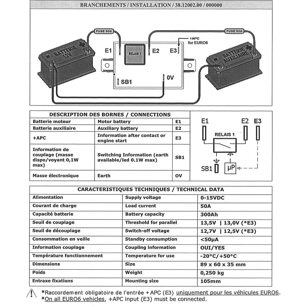 Coupleur séparateur 3 batteries 12V - sécurité tension basse