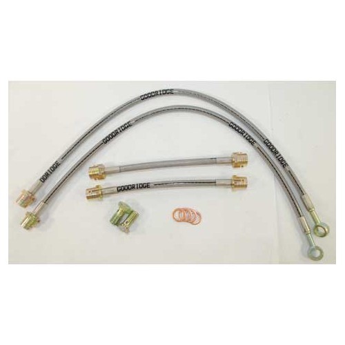 	
				
				
	Kit de 4 tubos flexibles de freno de aviación GOODRIDGE para Volkswagen Golf 4 - AVI0531
