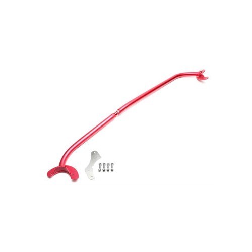 	
				
				
	Upper front strut brace with red aluminium finish, for Golf 4 and Bora - GJ10406
